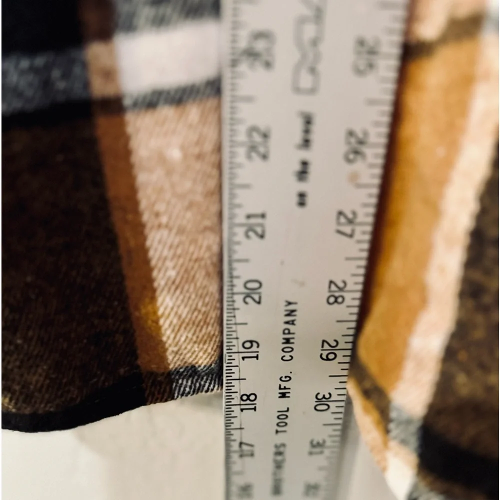 NWT Nine Britton Boyfriend Shacket Plaid Flannel Almond Brown Black SZ XL/XXL - Picture 14 of 16